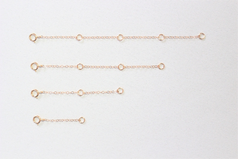 14K ROSE GOLD FILLED 1 2 3 4 inches Extension Chain Add to your necklace or bracelet Spring Clasp Necklace extender chain image 4