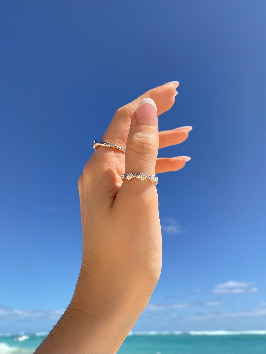 White - Handcrafted Seashell Ring (Adjustable) 26