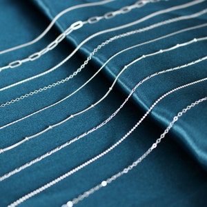 925 Sterling Silver Necklace 9 styles ∙ Dainty Minimalist Chains ∙ Choker Necklace ∙ Snake Box Cable Figure Rope Ball Beaded ∙ 14"=choker