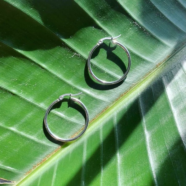 Several sizes of stainless steel earrings | Small silver hoop earrings | women's earrings round max creoles circle silver jewelry