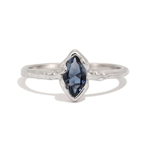 Authentic S925 Sterling Silver Ring ∙ Dark Blue Sapphire