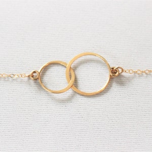 2 circles 14K gold filled bracelet Mother daughter Infinity Eternity Jewel Gift for women Simple pendant Friendship bracelet image 4