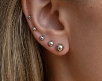 925 Sterling Silver Ball Studs Earrings ∙ Plain Ball Earrings ∙ Silver Posts Sphere Stud On Ear ∙ 2.5, 3, 4, 5, 6, 7, 8mm