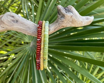 Mixed Stone | Rasta Color | 3 Bracelet Set