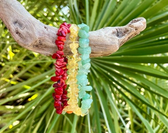 Mixed Gemstone | Rasta Wrap | Raw Cut Bracelet