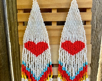 Heart | Beaded Tassle Earrings