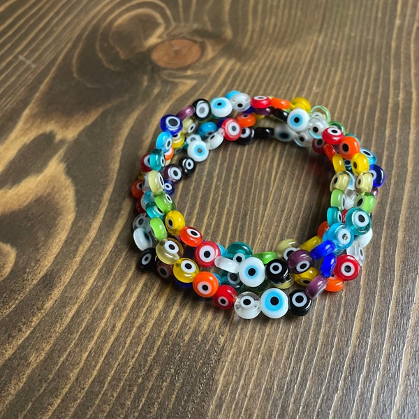 Rainbow Glass Eye | Beaded Wrap Bracelet | Necklace