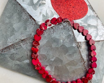 Red Jasper | Heart | Beaded Bracelet
