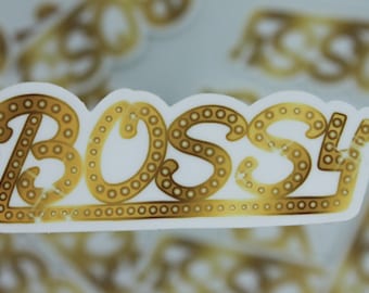 Bossy Sticker | The Boys, Kimiko knuckle duster decal, self defense sticker, gifts for tv fans, faux shine sticker, faux gold effect