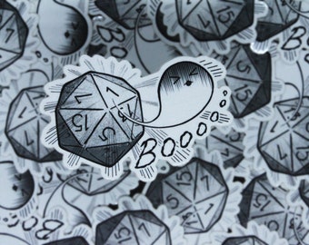Boo! Nat 1 | DnD Vinyl Sticker, TTRPG Gifts, Critical Fail, D20 Table Top Roleplay Games Decal, Gag Gift for Nerds