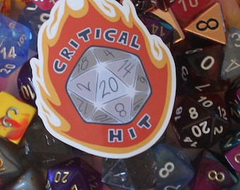 Critical Hit Vinyl Sticker | Decal, D20, Tabletop Roleplay Game Gifts, Critical Success, Car Decals, Dungeons and Dragons, Fun Dice Sticker