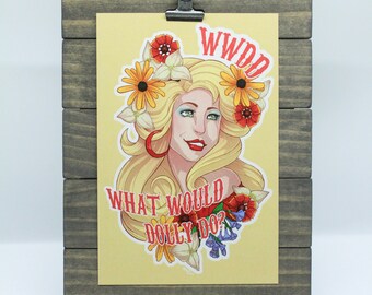 What Would Dolly Do? - Dolly Parton Postcard with florals, gifts for friends