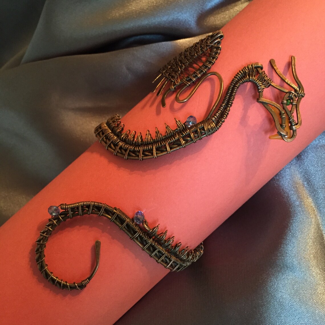 Dragon Wire Wrap Bracelet Wire Wrap Jewelry Statement Etsy