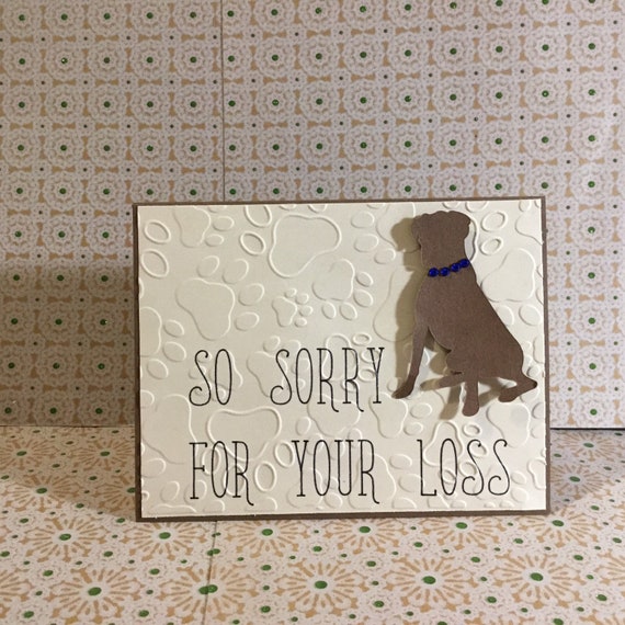 So Sorry For Your Loss Pet Greeting Card Handmade In Beige And Etsy So Sorry For Your Loss Pet Greeting Card Handmade In Beige And Etsy