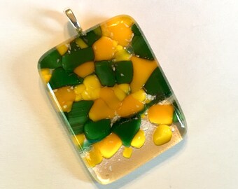 Floating Bubbles Fused Glass Pendant