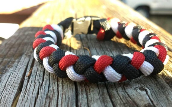 Thin Red Line Four Strand Round Braid Paracord Wristband Show Support For The Firemen