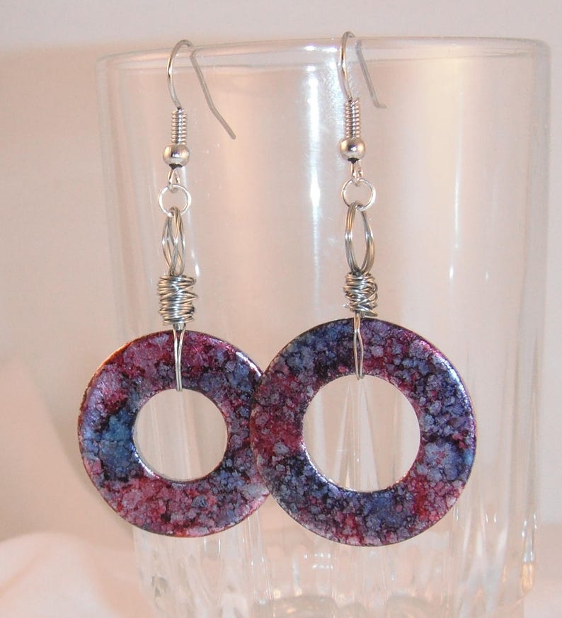 Alcohol Inks Earrings/metal Washer Fishhooks/wire Etsy