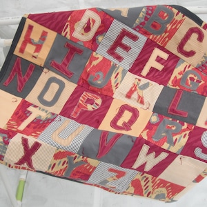 Alphabet Baby Quilt / Baby Shower Gift / ABC Bedding / Rustic Blanket / Expecting a Baby Present / Alphabet Soup Quilt / Letter Pattern /art