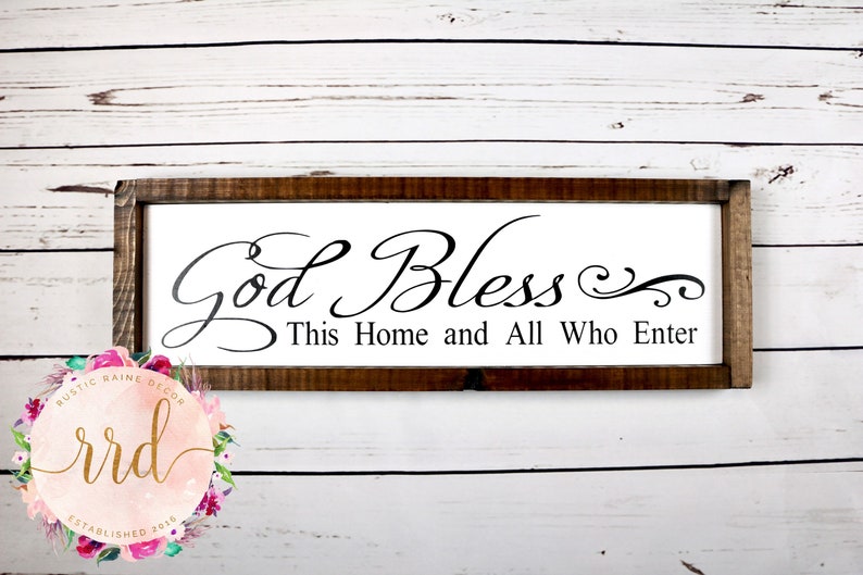 God Bless This Home And All Who Enter Framed Sign White | Etsy