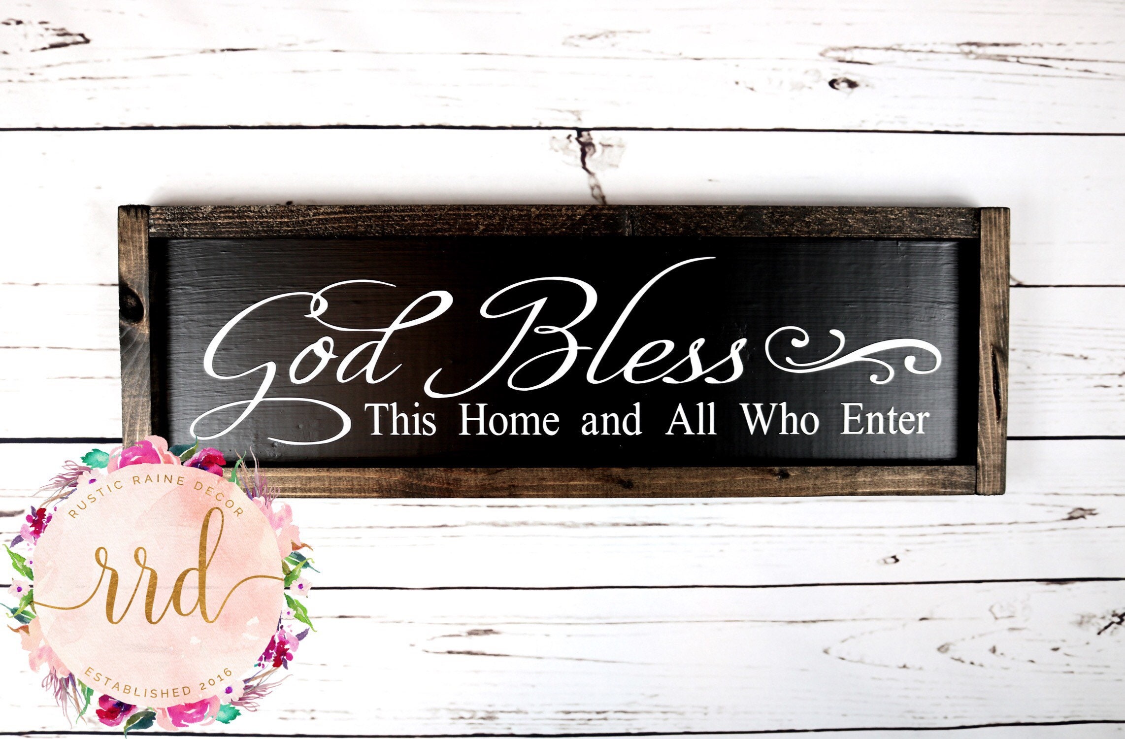 God Bless This Home And All Who Enter Framed Sign Black Etsy