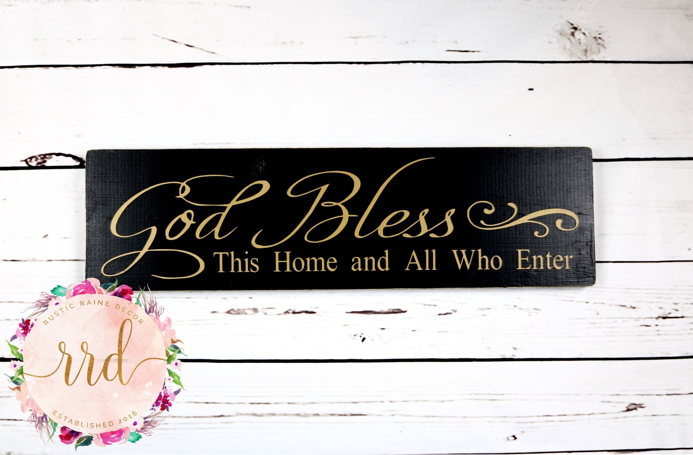 God Bless This Home And All Who Enter Hand Painted Unframed Etsy