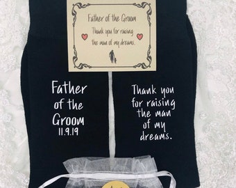 Father of Groom gift, label FREE, Father of Groom socks, My Dad My Friend My Hero OR Thank you for raising..., Dad socks for wedding