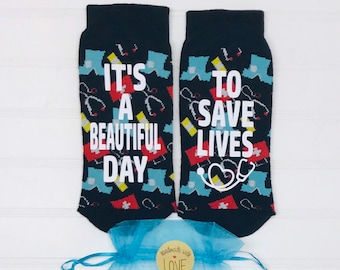 Grey Sloan Memorial Hospital. Grey's Anatomy Socks. Nurse, Doctor Gift, Meredith Grey. Derek Shepherd.  Socks.