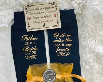 Navy Father of the Bride gift, Special Socks OR Of all our walks, FREE sock label & gift bag, Dad socks wedding, Socks for Dad, Father Bride