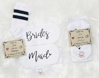 Bridesmaid, Mother of the Bride Gift, Mother of the Groom gift, BRIDE SOCKS, Maid, Matron, the Groom, bridal party gift, wedding