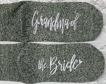 Grandma of the Bride, Sister, Aunt, Stepmother, Oma, Mimi, Bridesmaid Gifts Socks, Wedding Party Socks, Bridal, Grandmother Socks