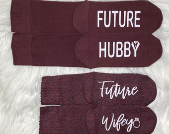 Future Wifey, Hubby Socks, Future Mrs, Bride Gifts, Engagement, Couple, Bride to Be, Bridal Shower, Wedding Socks,