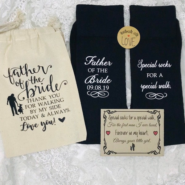 Father of the Bride gift, Of all our walks, OR Special Socks, Special Walk, Father of the Bride Socks, FREE preprinted sock label & gift bag