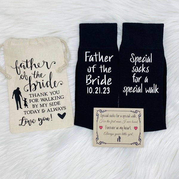 Special Socks for a Special Walk, FREE sock label & organza gift bag, Father of the Bride gift, Wedding Socks, Brides Father Gift