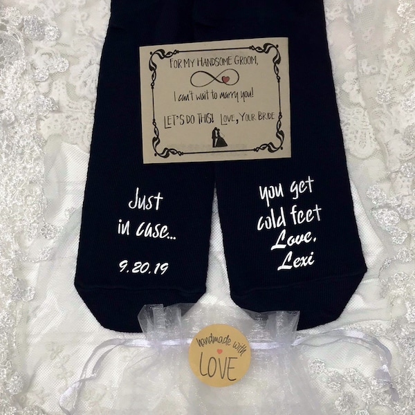 Groom gift from Bride, Cold feet socks, Groom socks, Just in case, you get cold feet, Groom gift from Bride, Wedding Socks, Groom Gift Bride