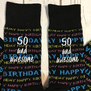 The Big 50, 5-0 Birthday Socks, 50th Happy Birthday gift socks, Birthday for Him, Birthday for Her, Dad birthday gift
