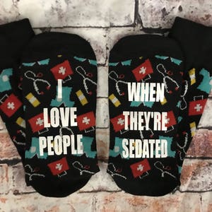 Anesthesia socks, , CRNA,  Anesthesiologist, Doctor, SRNA gift, RN, Anesthetist, Resident, Sedated, Propofol