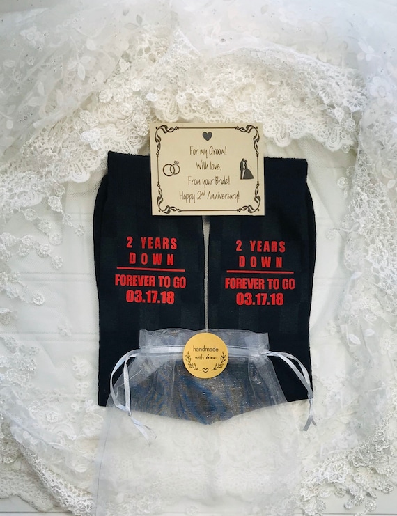 Cotton anniversary gift, Second anniversary men or women, FREE Anniversary Groom or Bride Socks Wrapper, Cotton dress socks