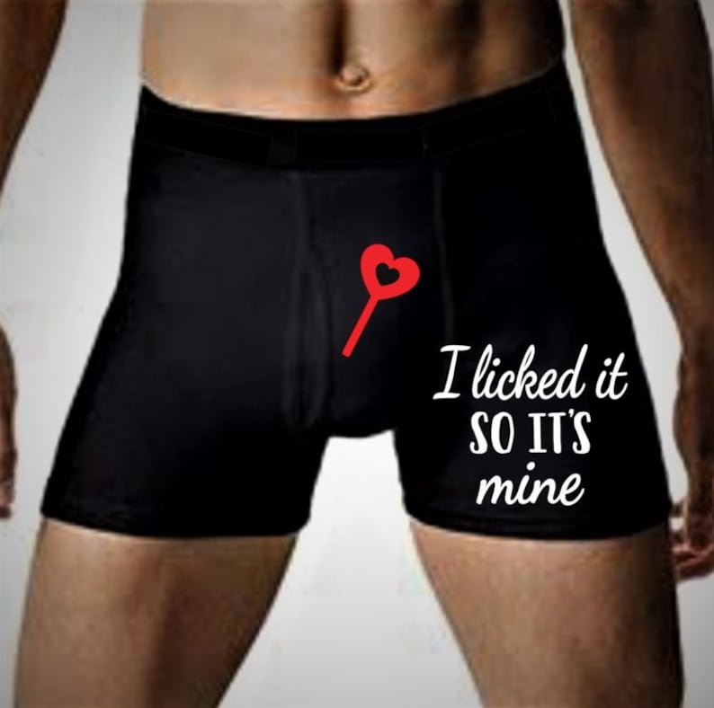 Gift for him, Boxers for him, Naughty Gift, Wedding, Engagement, Groom, Anniversary, husband, boyfriend, funny I licked it + sucker