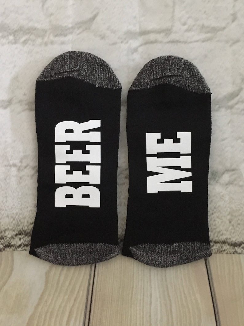 BEER ME, Funny Beer Me Socks, These can be your beer drinking socks, Beer Gift for Dad, Beer Grandpa gift, , Beer gift image 1