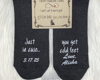 Groom Gift Just in case you get cold feet Socks Several colors available Wedding Socks Groom Socks Funny Wedding socks