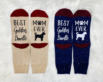 Golden Retriever Mom: GoldenDoodle Socks, Best Mom Ever, Personalized Custom, Present Goldendoodle,  stocking