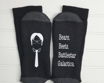The Office  Gift, , Dwight Schrute , Bears Beets Battlestar Galactica Socks, The Office Gift, The Office Socks, The Office