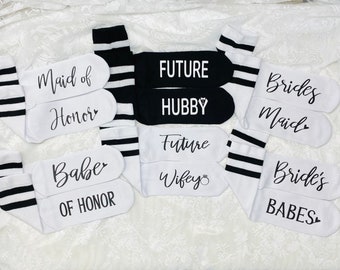 Bridesmaid Gift, Proposal, Thank You, Wedding Party, Wedding Socks, Bridal, Engagement Gift for Couple, Custom Personalized Socks