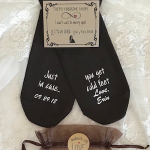 Calzini per lo sposo, Piedi freddi, Etichetta per calzini GRATUITA, Calzini per i piedi freddi, Nel caso in cui ti vengano i piedi freddi, Regalo per lo sposo dalla sposa, Regalo per lo sposo
