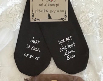 Groom Socks, Cold Feet, FREE Sock label, Cold feet Socks, Just in case you get cold feet, Groom gift from Bride, Groom Gift