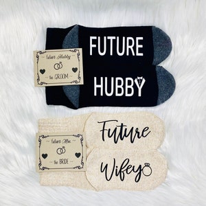 Engagement Gifts, Future Wifey, Hubby Socks, Future Mrs, Bride Gifts, Couple, Bride to Be, Bridal Shower, Wedding Socks,