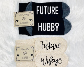 Engagement Gifts, Future Wifey, Hubby Socks, Future Mrs, Bride Gifts, Couple, Bride to Be, Bridal Shower, Wedding Socks,