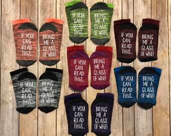WINE SOCKS,50% off SALE, If you can read this, Bring me a glass of wine, Wine lover gift, Wine socks for women, Wine socks for her