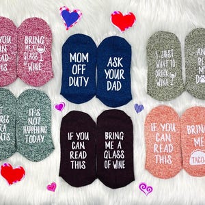 Galentines for her: Wine socks,  Gift, Wine, Love, For Her. Women, Dog Mom, Several sayings, Socks
