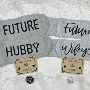 Engagement Gifts, Future Wifey, Hubby, Future Mrs, Bride Gifts, Bride to Be Gift, Bridal Shower, Bride Socks, Weddings Socks, Couple Box